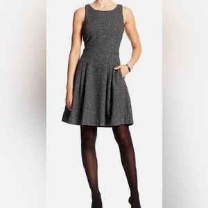 Banana Republic Herringbone Pleated Flare Dress (Size 12P)